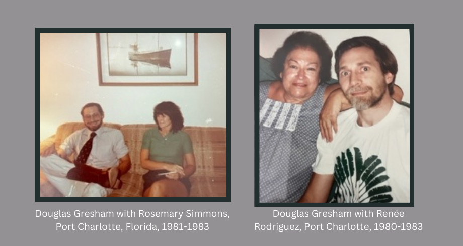 Two photos: Douglas Gresham with Rosemary Simmons, Douglas Gresham with Renee Rodriguez