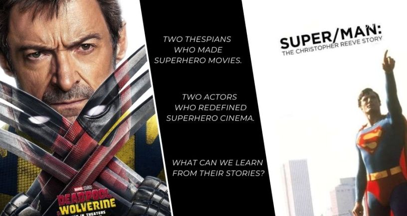 graphic showing Deadpool & Wolverine and Super/Man The Christopher Reeve Story