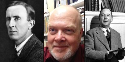 Dale J Nelson next to pictures of JRR Tolkien and CS Lewis
