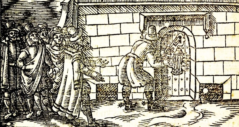 Guy Fawkes captured. Originally published in Mischeefes mysterie (London: R. Harford, 1641).