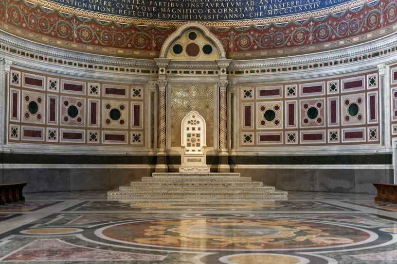 throne in an ornate interior of a church