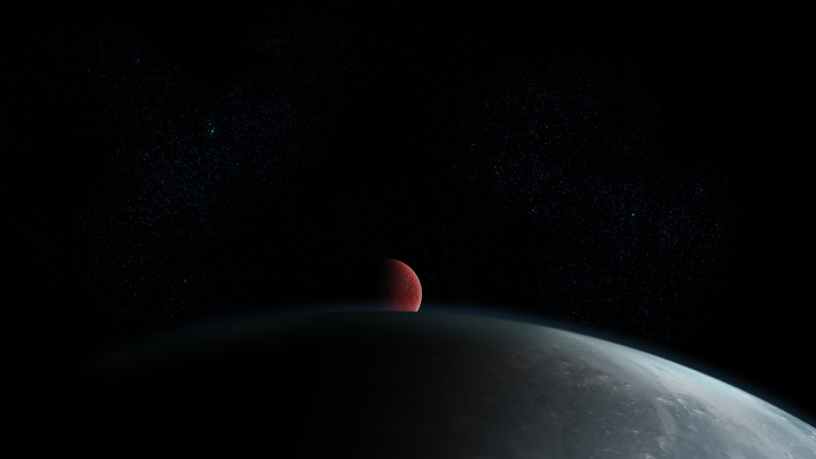 view of red planet from space