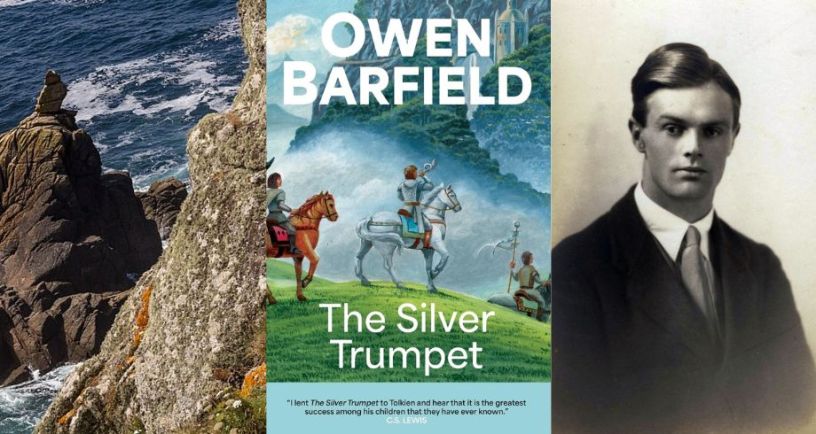 image of The Silver Trumpet by Owen Barfield next to 1923 image of Owen Barfield